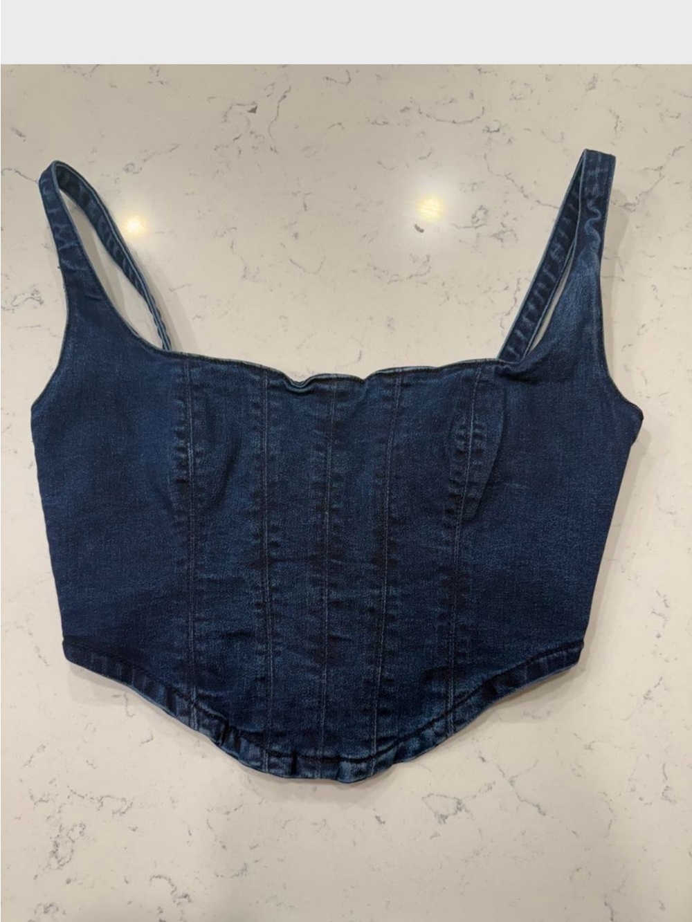 Zara Dark Denim Corset Crop Top